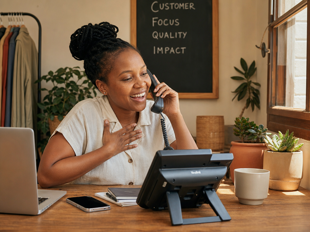 Small business owner enjoying professional communication